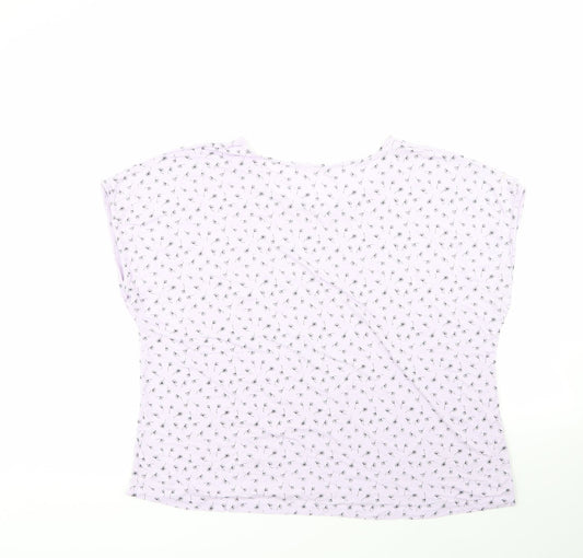 George Womens Purple Floral Viscose Basic T-Shirt Size 20 Round Neck