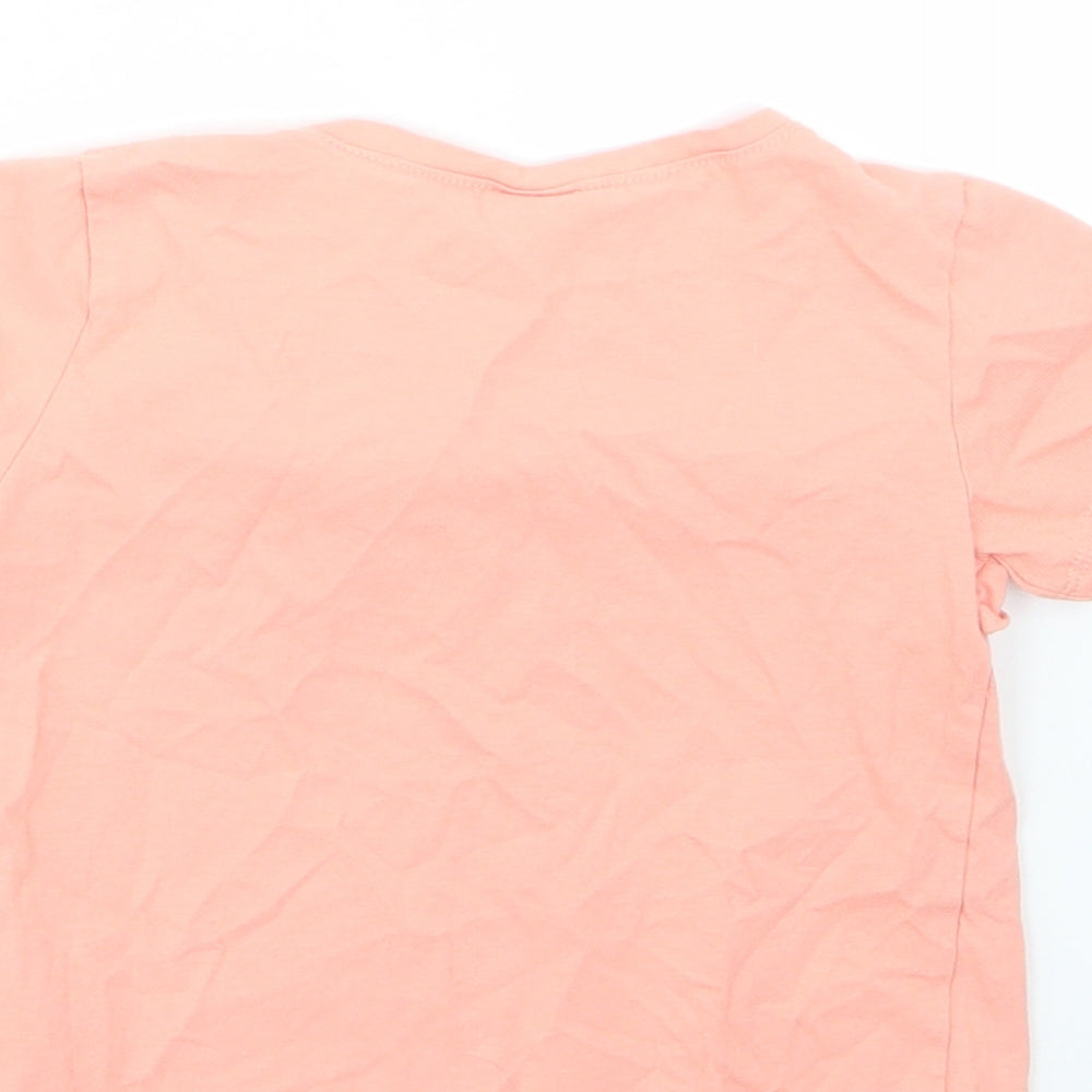 H&M Girls Orange 100% Cotton Basic T-Shirt Size 2-3 Years Round Neck