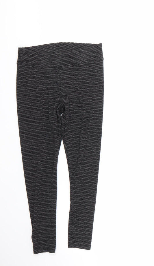 Additional front view of Marks & Spencer women’s grey geometric polyester cropped leggings, size UK 10, 22-inch leg