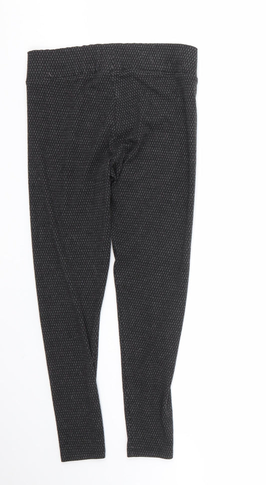 Marks and Spencer Womens Grey Geometric Polyester Cropped Leggings Size 10 L22 in