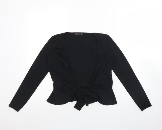 Boohoo Womens Black Jacket Size 6 Tie