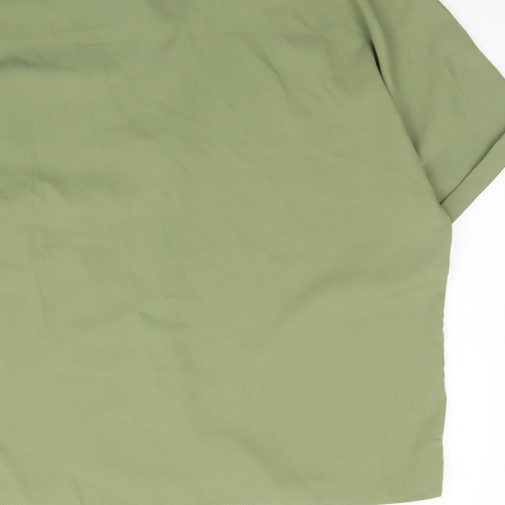 SheIn Womens Green Polyester Basic Button-Up Size L Collared