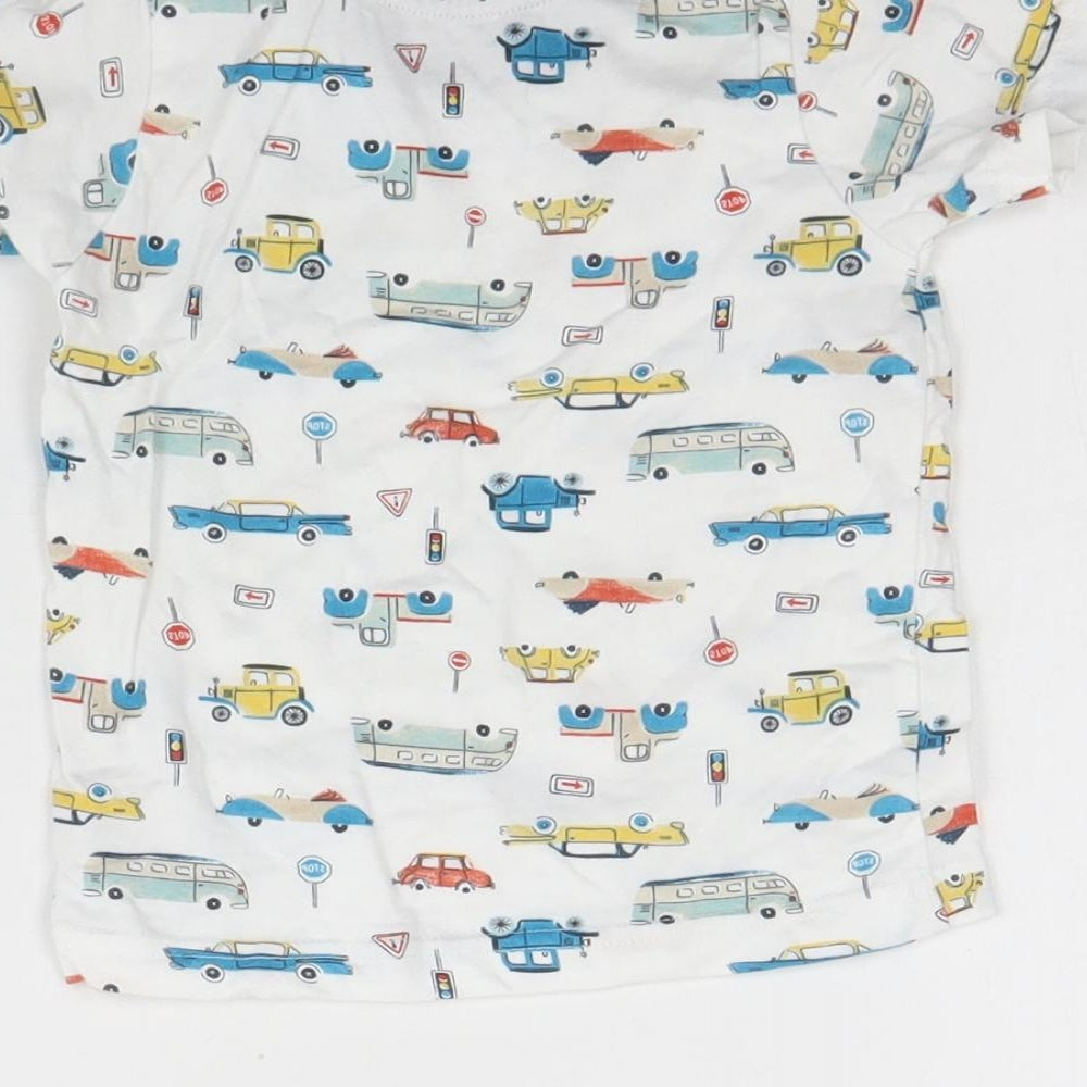 Nutmeg Baby White Spotted Cotton Basic T-Shirt Size 9-12 Months Round Neck