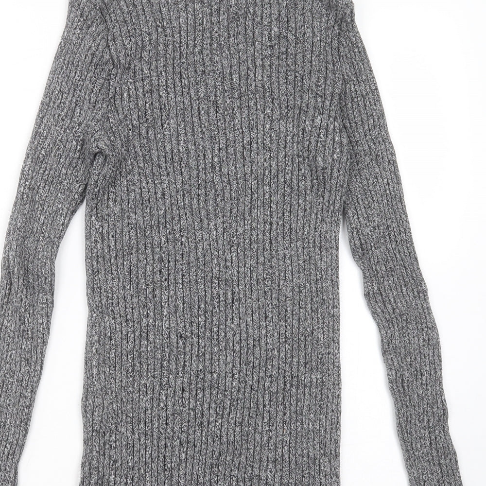 Cedar Wood State Mens Grey Round Neck Striped Cotton Pullover Jumper Size S