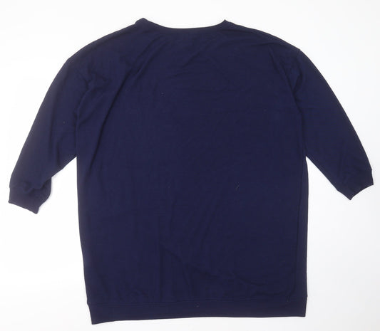 Studio Womens Blue Round Neck Polyester Pullover Jumper Size 12