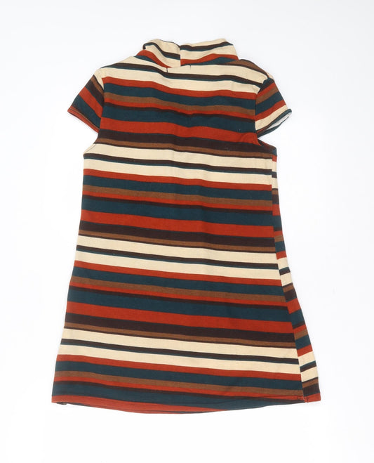 IZABEL Womens Multicoloured Round Neck Striped Polyester Pullover Jumper Size S