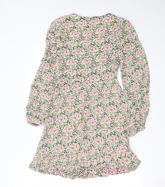 Miss Selfridge Womens Multicoloured Floral Viscose Fit & Flare Size 6 Square Neck