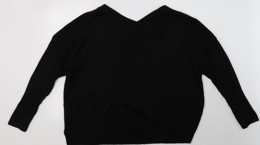 Boohoo Womens Black Acrylic Pullover Sweatshirt Size 16 Pullover