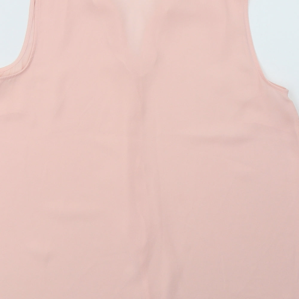 vonmarch Womens Pink Polyester Basic Blouse Size 14 V-Neck