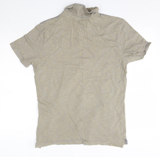 Gap Mens Grey Striped 100% Cotton Polo Size M Collared