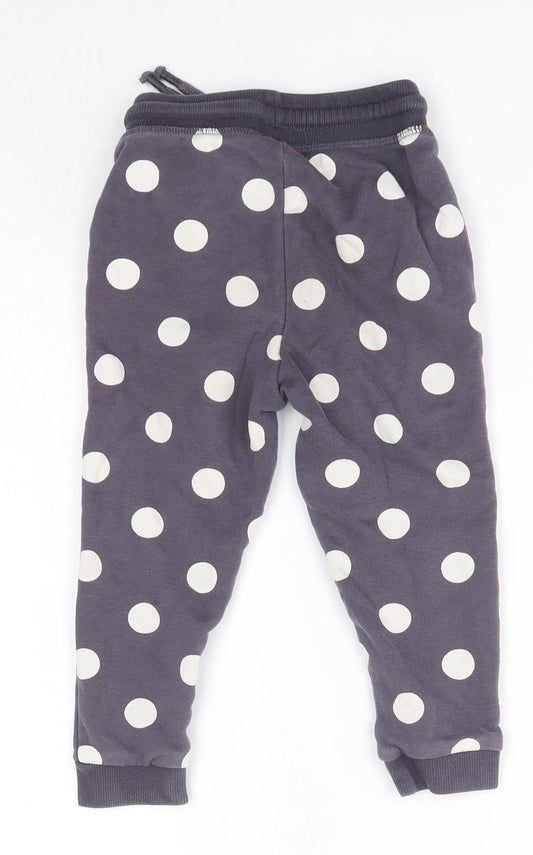 George Girls Grey Polka Dot Cotton Jogger Trousers Size 2-3 Years Regular