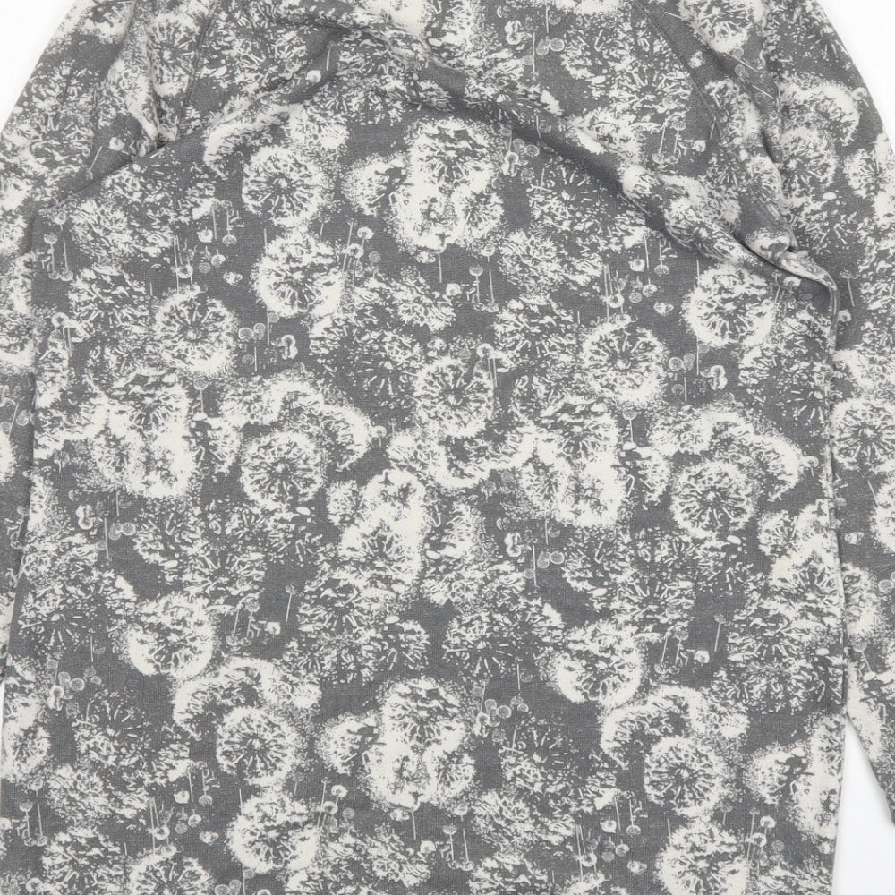 M&S Womens Grey Floral Polyester Jumper Dress Size 12 Round Neck