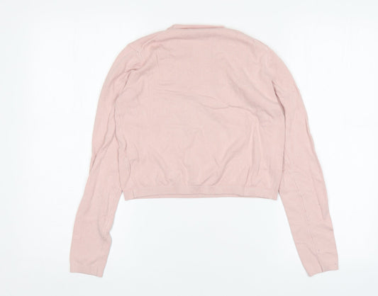 Bershka Womens Pink Round Neck Acrylic Pullover Jumper Size S