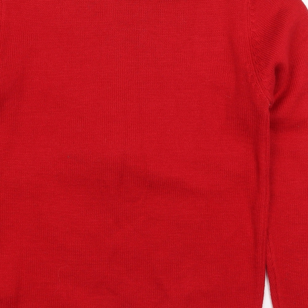 Cedar Wood State Mens Red Round Neck Acrylic Pullover Jumper Size XS - Rudolph Christmas
