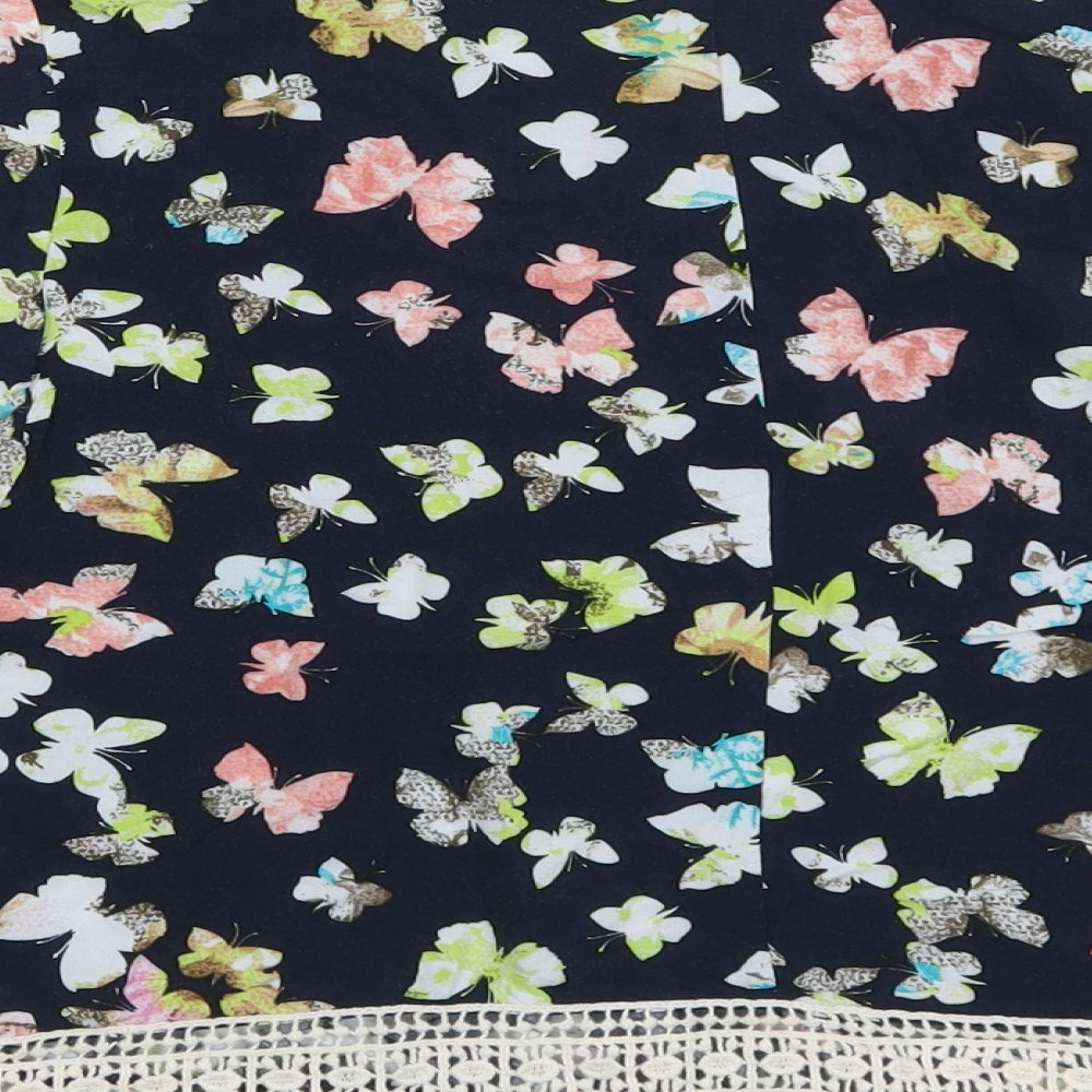 George Womens Blue Viscose Basic Blouse Size 10 Round Neck - Butterflies