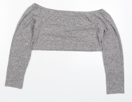 Womens UK Size M Preworn Grey Cropped T-Shirt