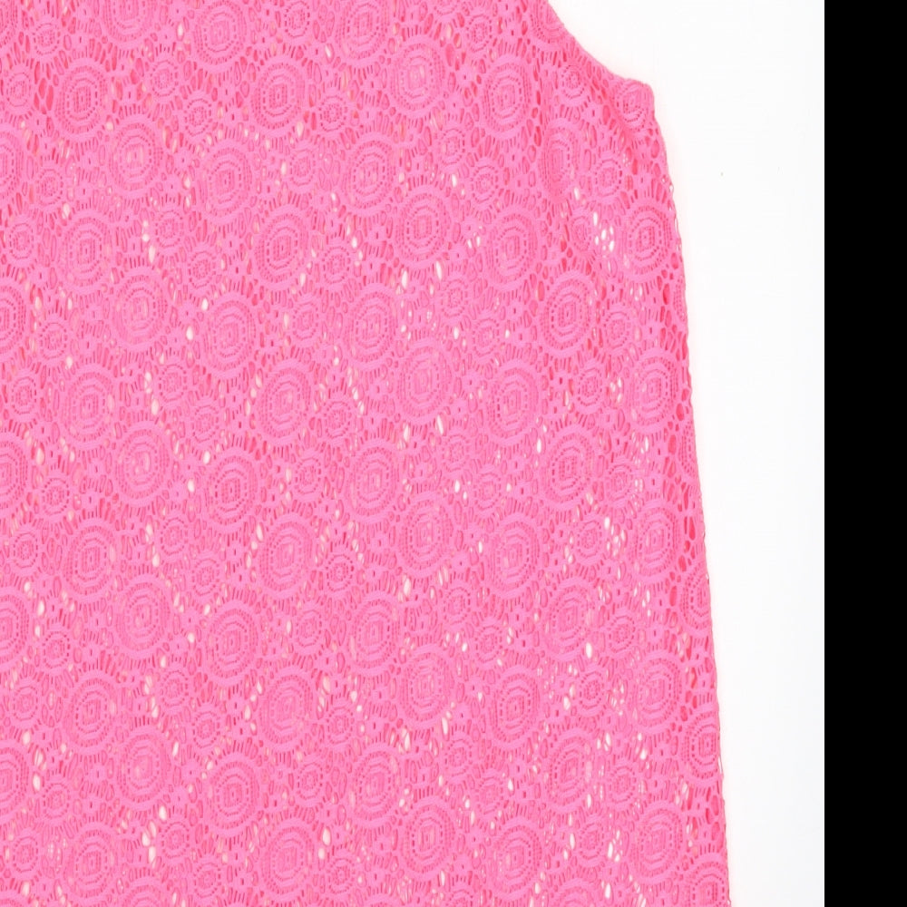 Matalan Womens Pink Polyester Basic Tank Size S Round Neck