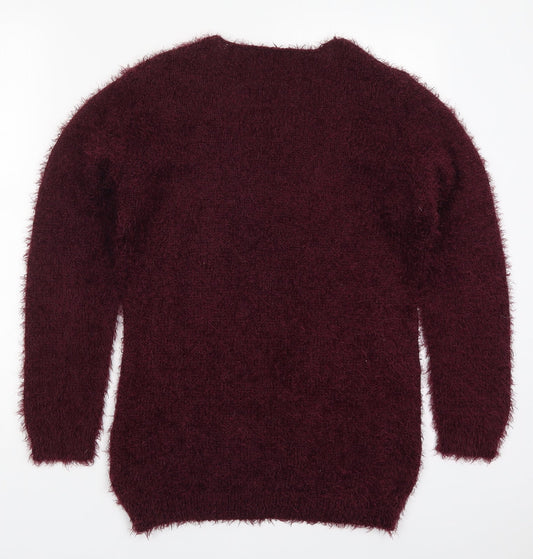 Studio Womens Purple Round Neck Polyester Pullover Jumper Size 8