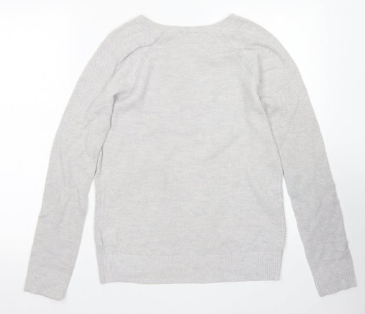 Gap Womens Grey V-Neck Cotton Pullover Jumper Size S