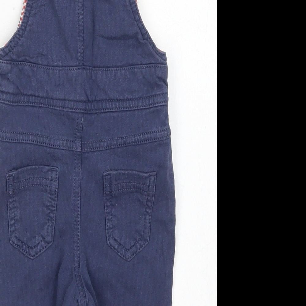 M&S Boys Brown Striped Cotton Dungaree One-Piece Size 0-3 Months Button