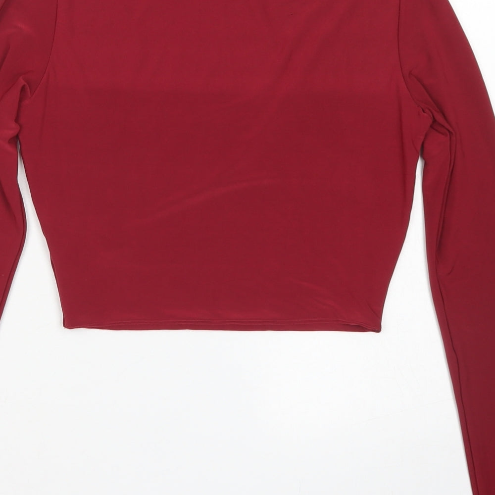 Womens UK Size 4 PRETTYLITTLETHING Red Cropped T-Shirt