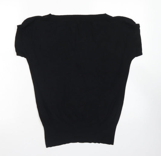 George Womens Black Viscose Basic T-Shirt Size 12 Boat Neck