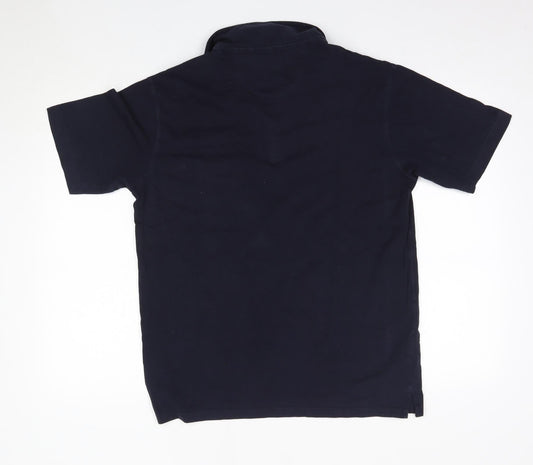 M&S Mens Blue Cotton Polo Size M Collared