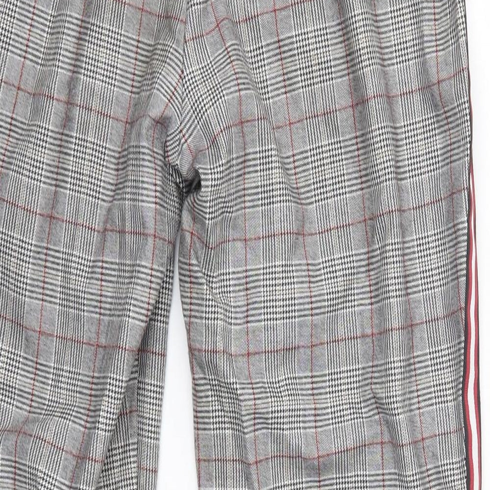 Primark Womens Grey Check Polyester Dress Pants Trousers Size 8 L25 in Regular