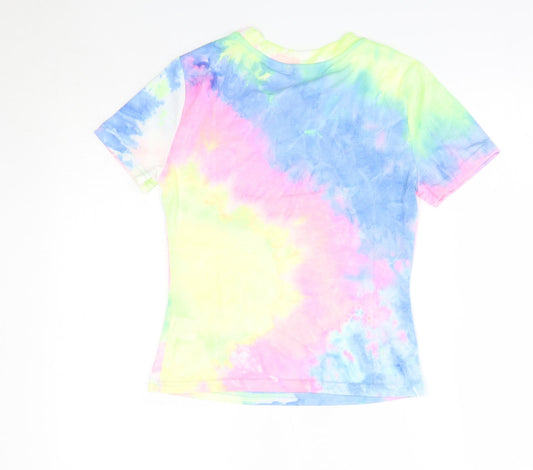 SheIn Womens Multicoloured Polyester Basic T-Shirt Size S Round Neck