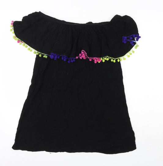 Additional front view of Matalan women’s black viscose a-line, size UK 12, off the shoulder
