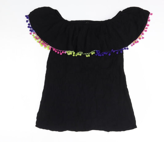 Matalan Womens Black Viscose A-Line Size 12 Off the Shoulder