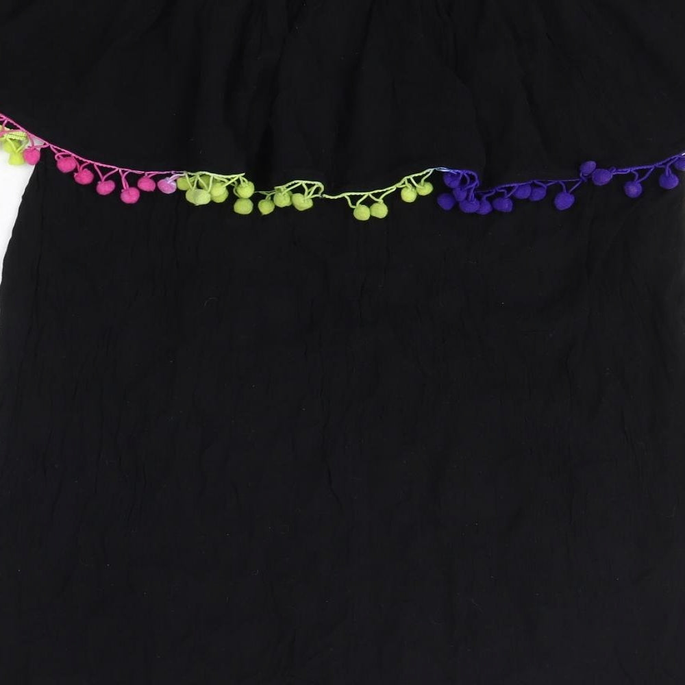 Brand and care label for Matalan women’s black viscose a-line, size UK 12, off the shoulder