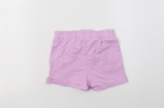Nutmeg Girls Purple Cotton Sweat Shorts Size 4-5 Years Regular Drawstring