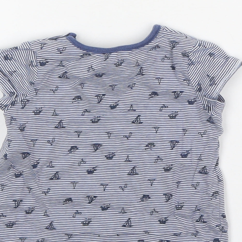 Matalan Boys Multicoloured Striped Cotton Basic T-Shirt Size 3-6 Months Round Neck