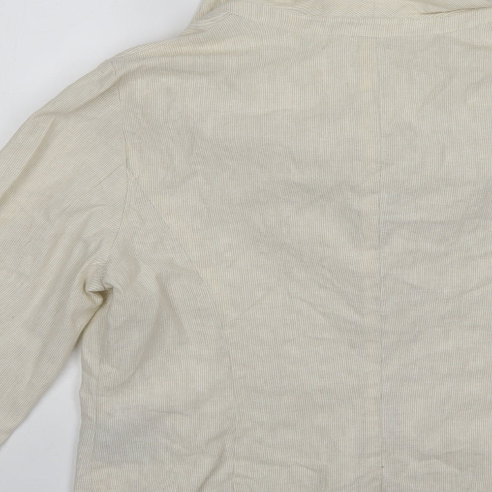 Per Una Womens Beige Striped Cotton Jacket Blazer Size 16