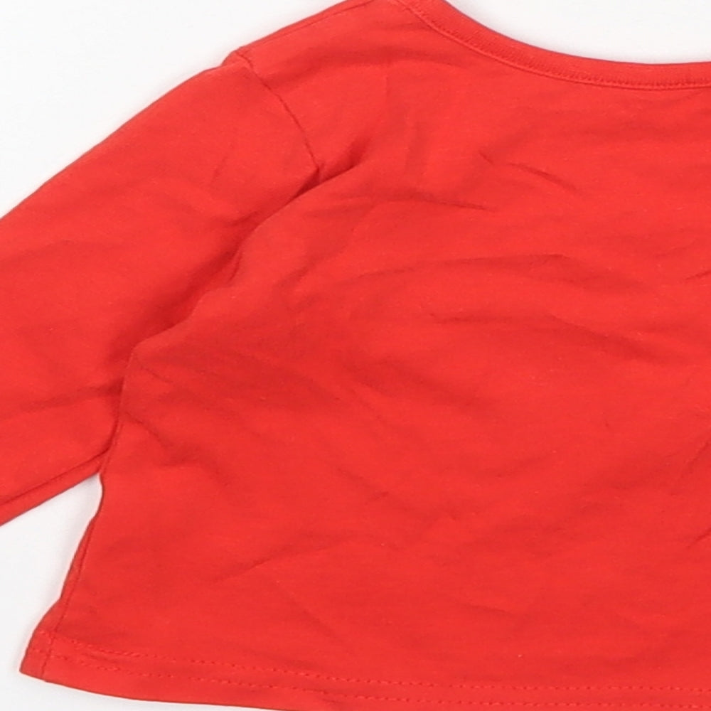 George Boys Red Cotton Basic T-Shirt Size 3-6 Months Round Neck - Christmas