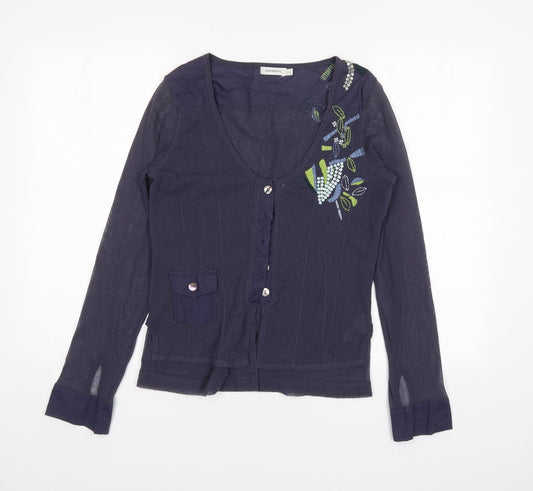 Womens UK Size L Sandwich Blue Cardigan Jumper