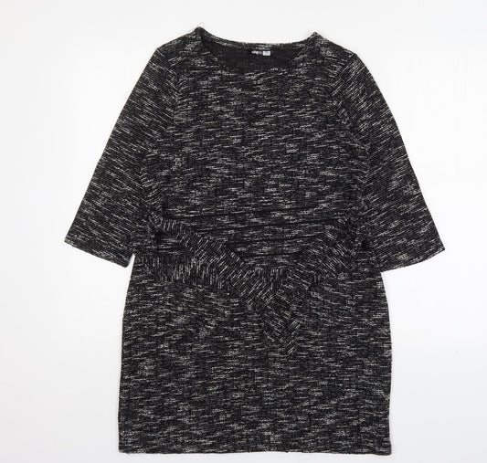 Additional front view of Pep&Co women’s grey polyester jumper dress, size UK 10, round neck