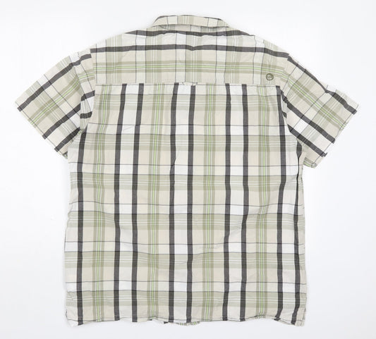 Animal Mens Green Check Cotton  Button-Up Size L Collared Button