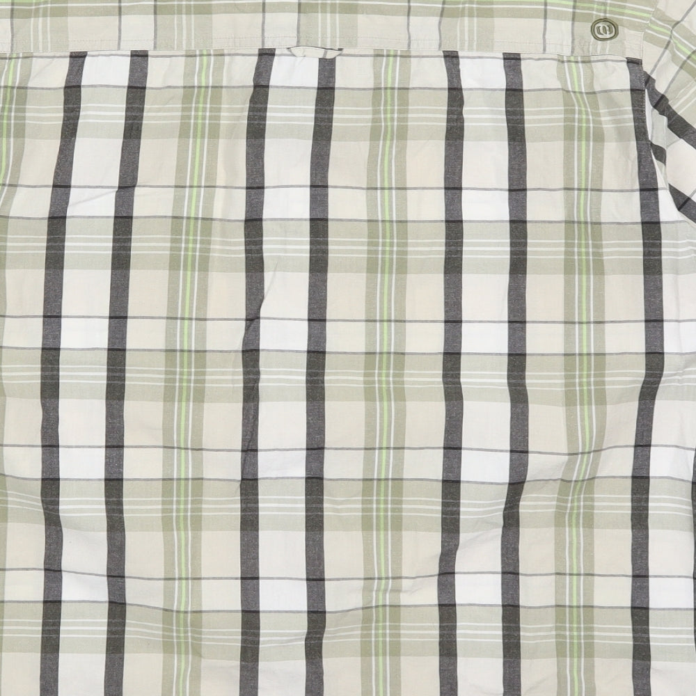 Animal Mens Green Check Cotton Button-Up Size L Collared Button