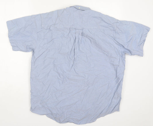 Lee Cooper Mens Blue Cotton Button-Up Size 15 Collared Button