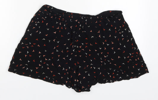 F&F Womens Black Geometric Viscose Mom Shorts Size 12 L3 in Regular  - Bird Print