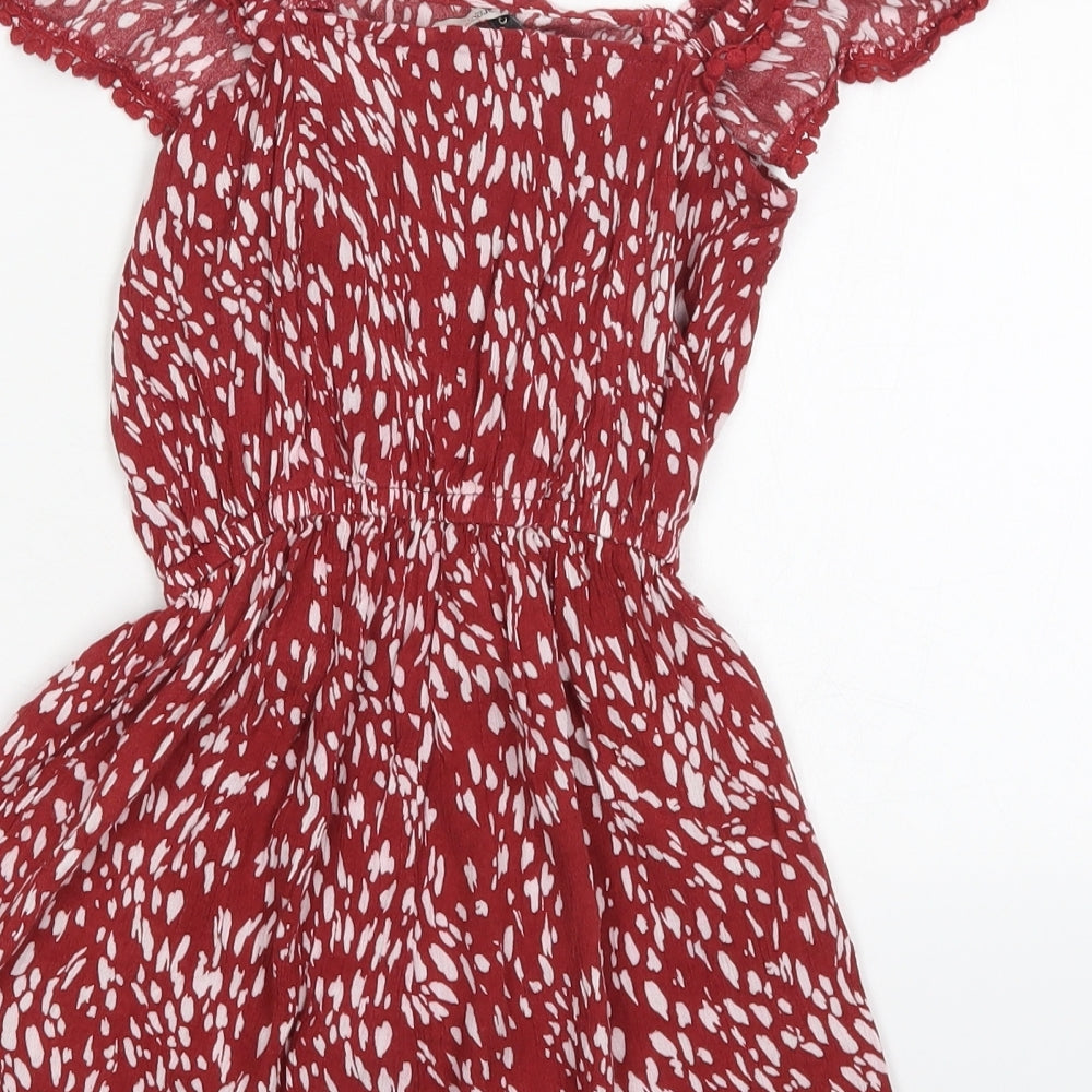 George Womens Red Animal Print Viscose Playsuit One-Piece Size XS