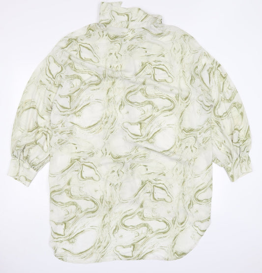 SheIn Womens Green Polyester Basic Button-Up Size M Collared - Abstract