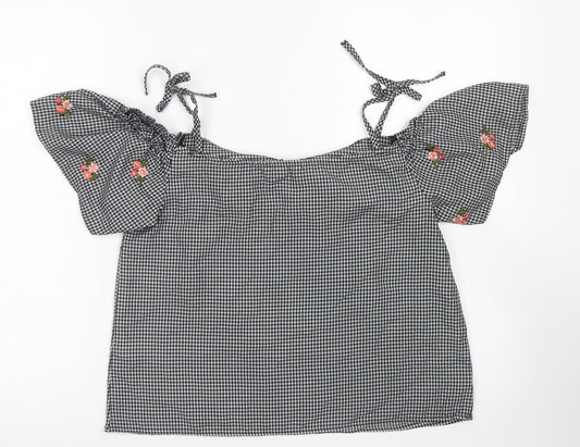 Womens UK Size 12 New Look Black Cropped Blouse