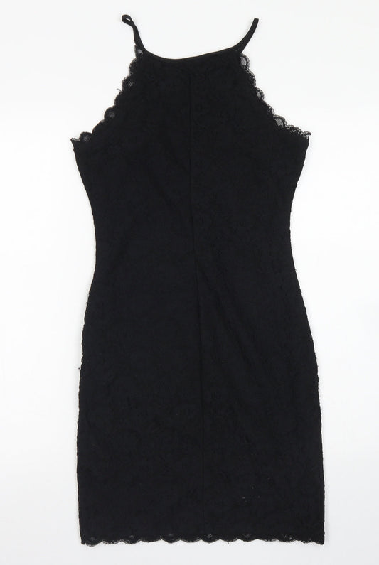 New Look Womens Black Nylon Bodycon Size 8 Round Neck