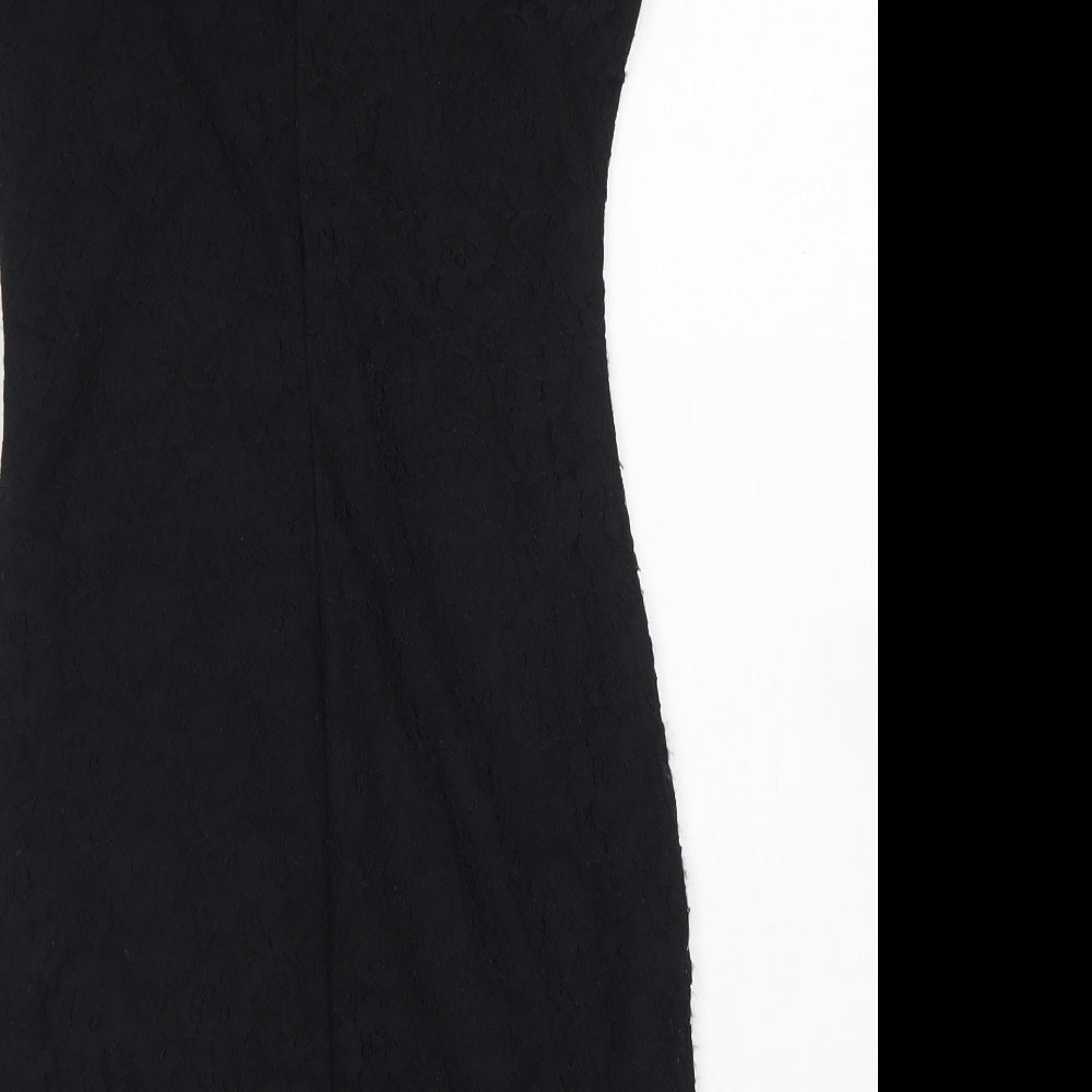 New Look Womens Black Nylon Bodycon Size 8 Round Neck