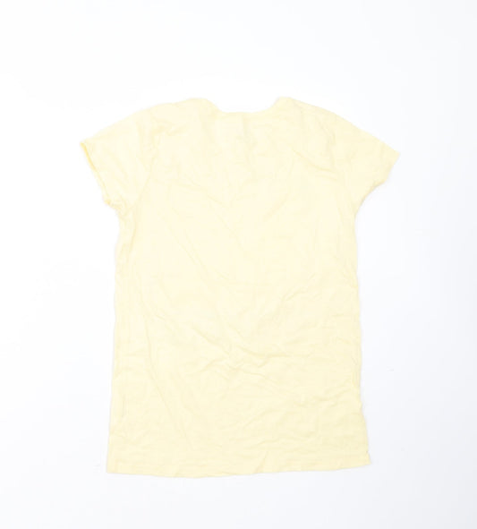 PLACE Girls Yellow Cotton Basic T-Shirt Size 10 Years Round Neck - snap queens