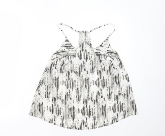 Boohoo Womens Grey Animal Print Polyester Basic Blouse Size 10 Round Neck - beaded