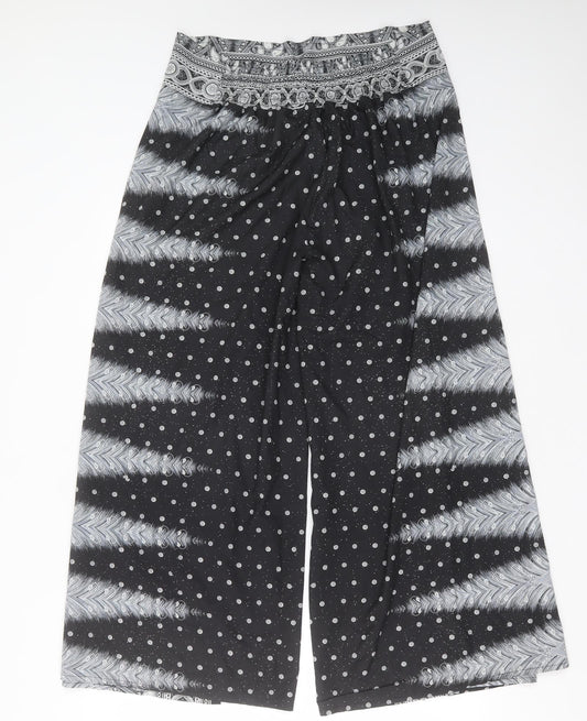 Womens UK Size L Preworn Regular Fit Black Trousers